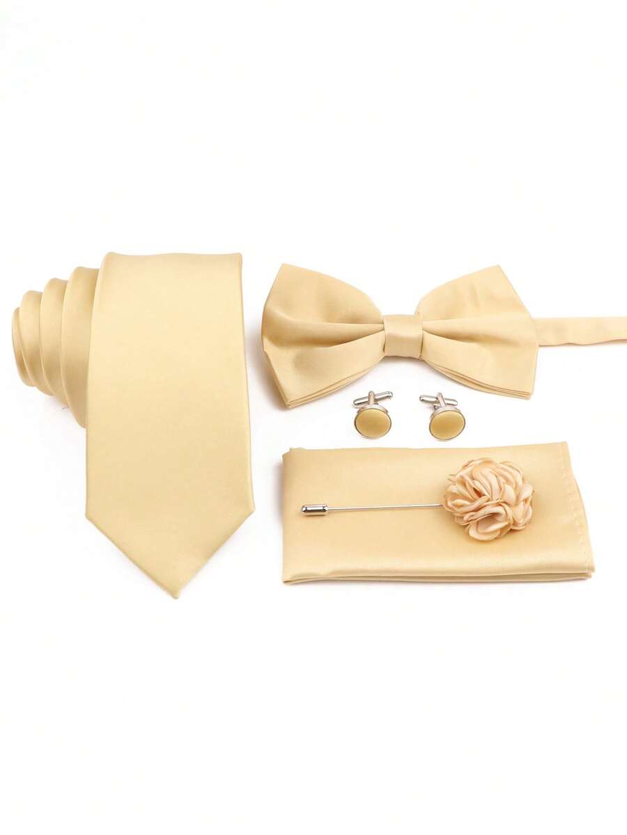 Pocket Square Set - SGIAWETA-5개/세트 샴페인 색상 신랑 들러리 넥타이