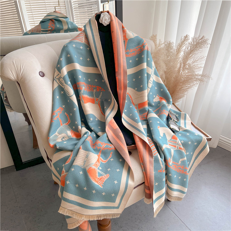 럭셔리 말 인쇄 두꺼운 캐시미어 담요 여성 스카프 따뜻 - Woven Scarf Blanket 리뷰 및 가격