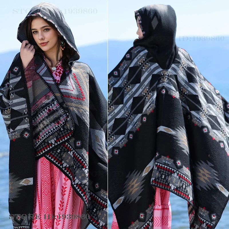 후드형 보온 스카프 숄 케이프 신상 관광용 망토 자켓  - Woven Scarf Blanket 리뷰 및 가격